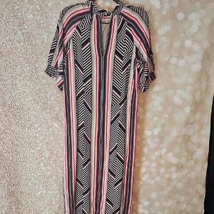 Anthropologie Black and Pink Long Dress